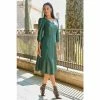 Sosandar Green Zip Front Faux Leather Midi Dress