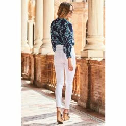 Sosandar Blue Palm Print Shirt -Sosandar unnamed file 3445