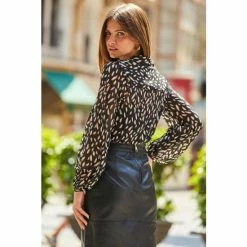 Sosandar Black Printed Button Down Shirt 2 Sosandar Black Printed Button Down Shirt -Sosandar unnamed file 3455