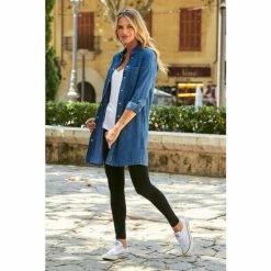 Sosandar Blue Denim Relaxed Fit Longline Shirt