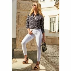 Sosandar Black Morocco Print Longline Shirt