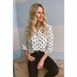 Sosandar Black Spot Print Twill Casual Longline Shirt -Sosandar unnamed file 3489