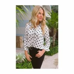 Sosandar Black Spot Print Twill Casual Longline Shirt -Sosandar unnamed file 3492