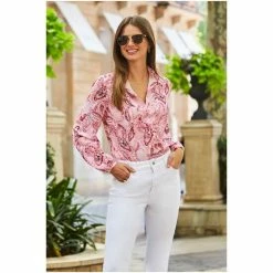 Sosandar Pink Print Blouson Sleeve Shirt -Sosandar unnamed file 3502
