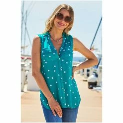 Sosandar Green Animal Print Longline Sleeveless Shirt -Sosandar unnamed file 3513