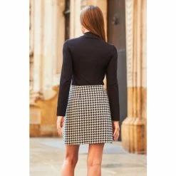 Sosandar Black Dogtooth A Line Skirt -Sosandar unnamed file 3551