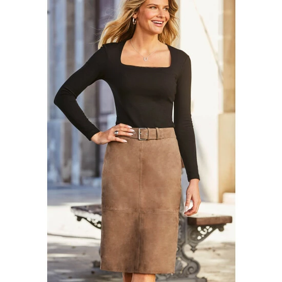 unnamed-file-3557.jpg Sosandar Neutral Suede Leather Skirt -Sosandar unnamed file 3557