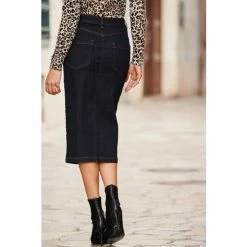 Sosandar Blue Denim Midi Skirt -Sosandar unnamed file 3591