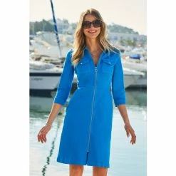 Sosandar Blue Denim Dress With Pockets -Sosandar unnamed file 368