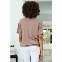 Sosandar Brown Relaxed Fit Jersey T-Shirt -Sosandar unnamed file 3718
