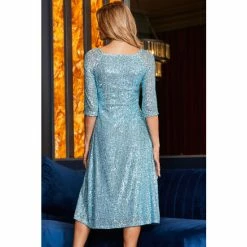 Sosandar Blue Sequin Wrap Dress 2 Sosandar Blue Sequin Wrap Dress -Sosandar unnamed file 372
