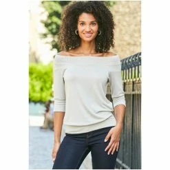 Sosandar Grey Bardot Trim Cuff Relaxed Top 5 Sosandar Grey Bardot Trim Cuff Relaxed Top -Sosandar unnamed file 3740