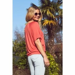 Sosandar Red Relaxed Fit Jersey T-Shirt -Sosandar unnamed file 3743