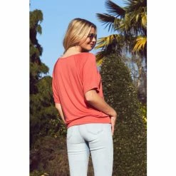 Sosandar Red Relaxed Fit Jersey T-Shirt -Sosandar unnamed file 3744