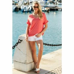 Sosandar Red Premium Frill Sleeve T-Shirt -Sosandar unnamed file 3758