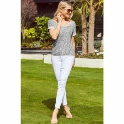 Sosandar Silver Sequin Front Relaxed T-Shirt -Sosandar unnamed file 3799