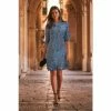 Sosandar Blue Spot Print Ruffle Hem Shift Dress