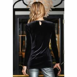 Sosandar Black Velvet Diamante Keyhole Top 3 Sosandar Black Velvet Diamante Keyhole Top -Sosandar unnamed file 3825