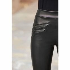 Sosandar Black Petite Leather Look Premium Leggings -Sosandar unnamed file 3830