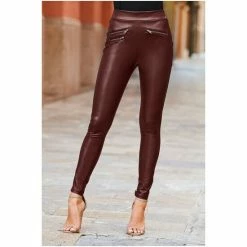 Sosandar Black Petite Leather Look Premium Leggings -Sosandar unnamed file 3833