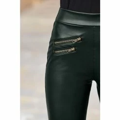 Sosandar Green Leather Look Premium Biker Legging -Sosandar unnamed file 3869