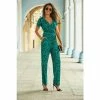 Sosandar Blue Animal Print Wrap Front Jumpsuit