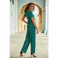 Sosandar Blue Animal Print Wrap Front Jumpsuit -Sosandar unnamed file 3913