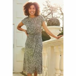 Sosandar Navy Animal Print Premium Jersey Midi Dress -Sosandar unnamed file 396