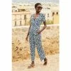 Sosandar Blue Wide Leg Jumpsuit With Pockets