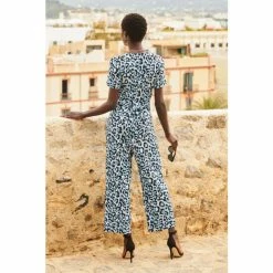 Sosandar Blue Wide Leg Jumpsuit With Pockets -Sosandar unnamed file 3963