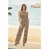 Sosandar Brown Animal Halterneck Jumpsuit