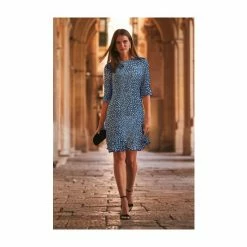 Sosandar Blue Spot Print Ruffle Hem Shift Dress -Sosandar unnamed file 40