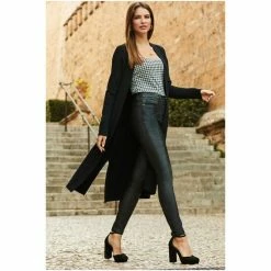 Sosandar Black Longline Belted Cardigan With Pockets 5 Sosandar Black Longline Belted Cardigan With Pockets -Sosandar unnamed file 4031