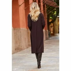 Sosandar Brown Longline Button Through Cardigan -Sosandar unnamed file 4036