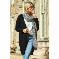 Sosandar Black Longline Zip Pocket Cardigan -Sosandar unnamed file 4041