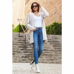 Sosandar Neutral Cable Shoulder Cardigan
