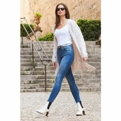 Sosandar Neutral Cable Shoulder Cardigan -Sosandar unnamed file 4047