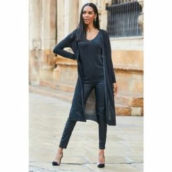 Sosandar Silver Metallic Super Sparkly Longline Cardigan