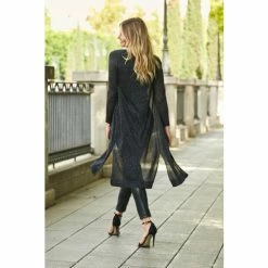 Sosandar Silver Metallic Super Sparkly Longline Cardigan -Sosandar unnamed file 4053