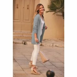 Sosandar Blue Longline Knitted Cardigan -Sosandar unnamed file 4068