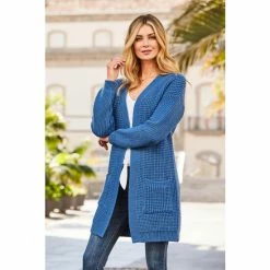 Sosandar Blue Luxe Knit Longline Cardigan