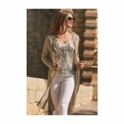 Sosandar Gold Longline Cardigan -Sosandar unnamed file 4109