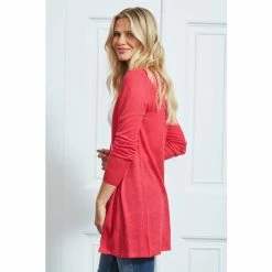 Sosandar Pink Longline Linen Cardigan -Sosandar unnamed file 4122