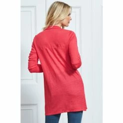 Sosandar Pink Longline Linen Cardigan -Sosandar unnamed file 4123