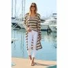 Sosandar Brown Chevron Print Longline Cardigan