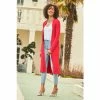 Sosandar Pink Longline Belted Cardigan With Pockets