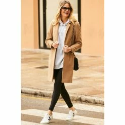 Sosandar Brown Wool Mix Formal Coat -Sosandar unnamed file 4145