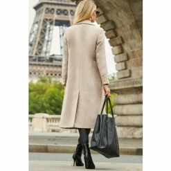Sosandar Neutral Premium Longline Wool Mix Coat -Sosandar unnamed file 4164