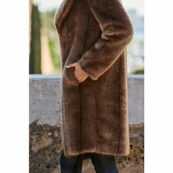 Sosandar Brown Faux Mink Fur Coat -Sosandar unnamed file 4192