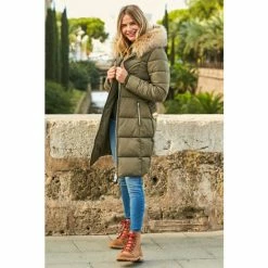 Sosandar Green Quilted Luxe Longline Coat